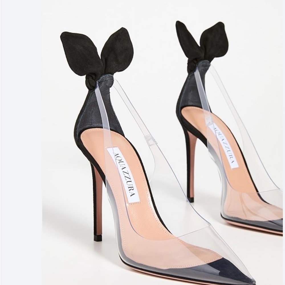 Aquazzura Black and Transparent Heels with Bow